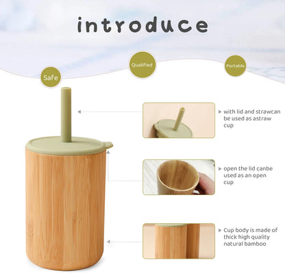 Bamboo wood feeding cup for children