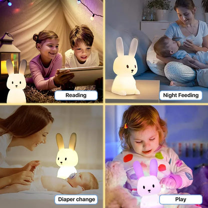 7 color integrated night light, rabbit shape, rechargeable integrated timer