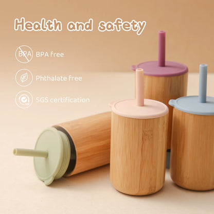 Bamboo wood feeding cup for children