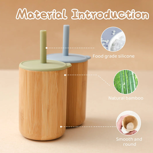 Bamboo wood feeding cup for children