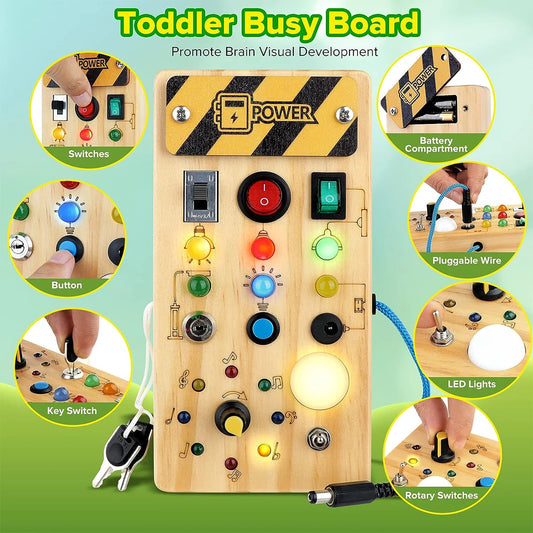 Wooden sensory toys with LED light switch, control board...