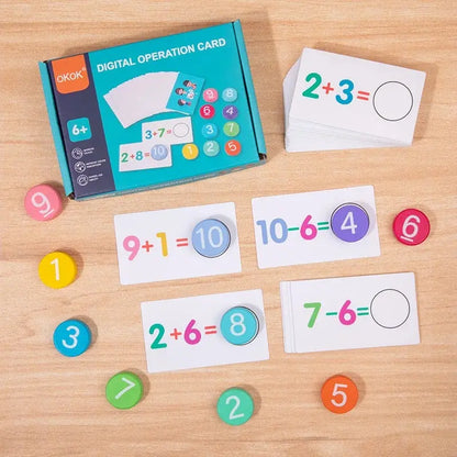 Montessori math toys, arithmetic cards, matching games, Addition, subtraction