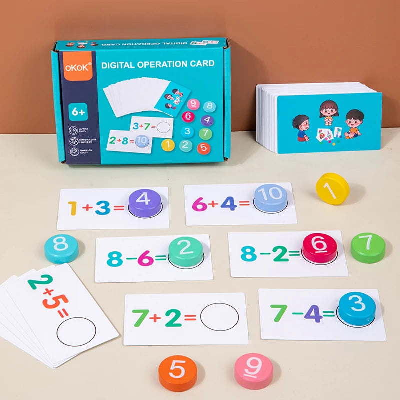 Montessori math toys, arithmetic cards, matching games, Addition, subtraction