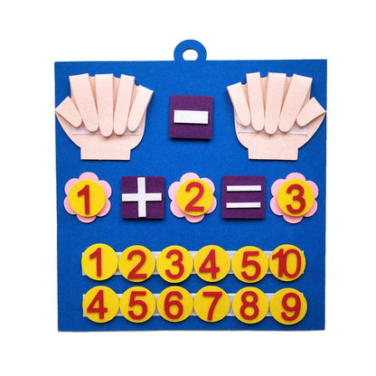 Fun addition and subtraction counting board with hands