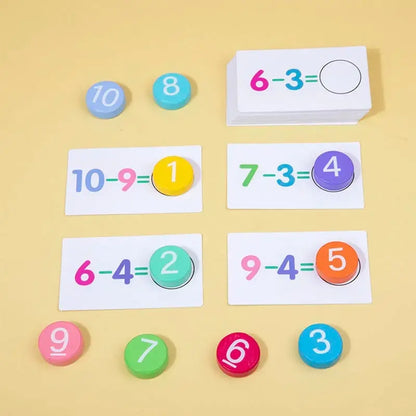 Montessori math toys, arithmetic cards, matching games, Addition, subtraction