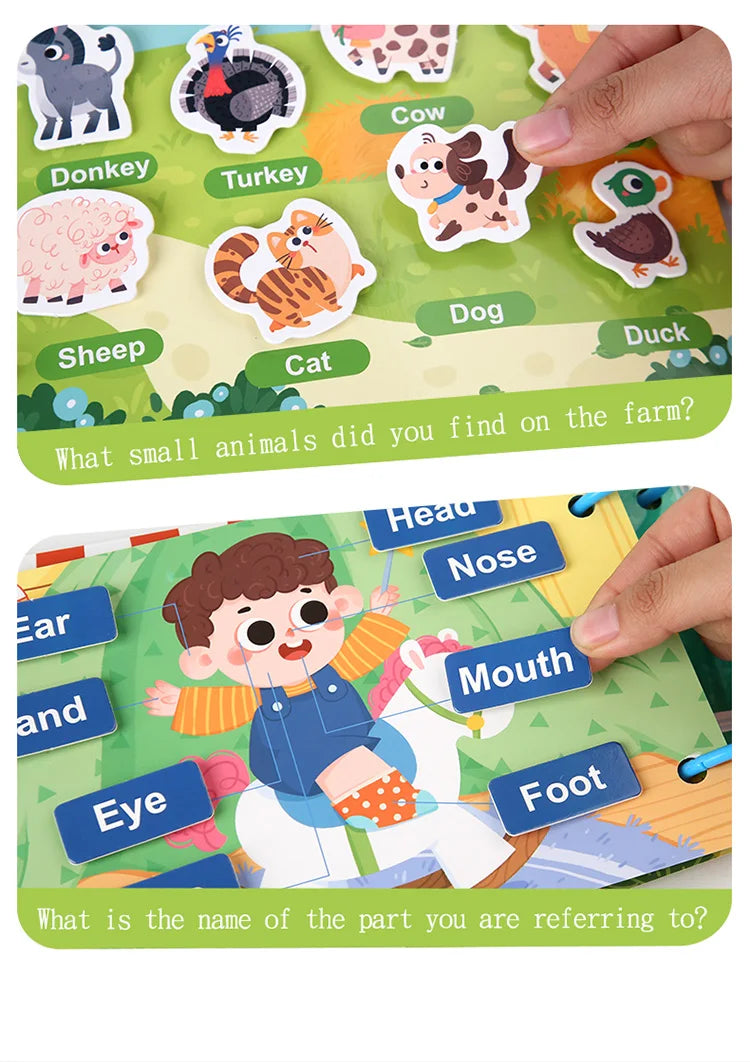 Educational book for children with sticker (letter or number)