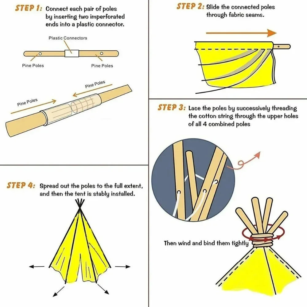 Teepee tent for children, Indian for exterior or interior