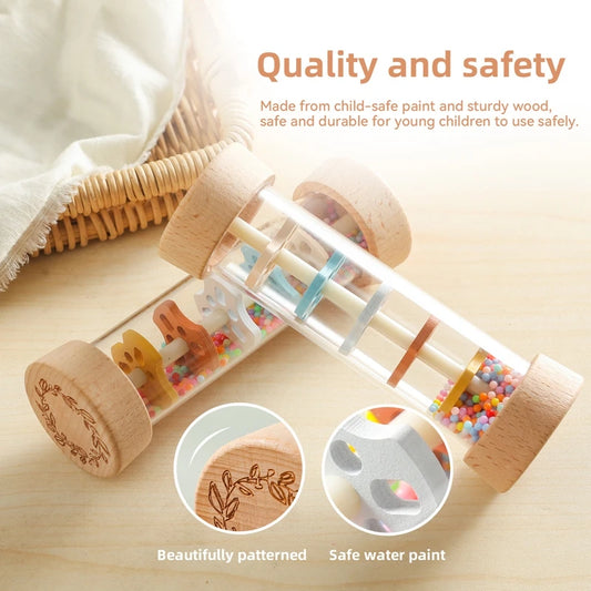 Musical wooden rattle stick awakening toys