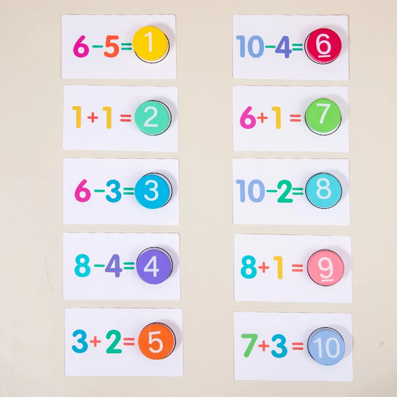 Montessori math toys, arithmetic cards, matching games, Addition, subtraction