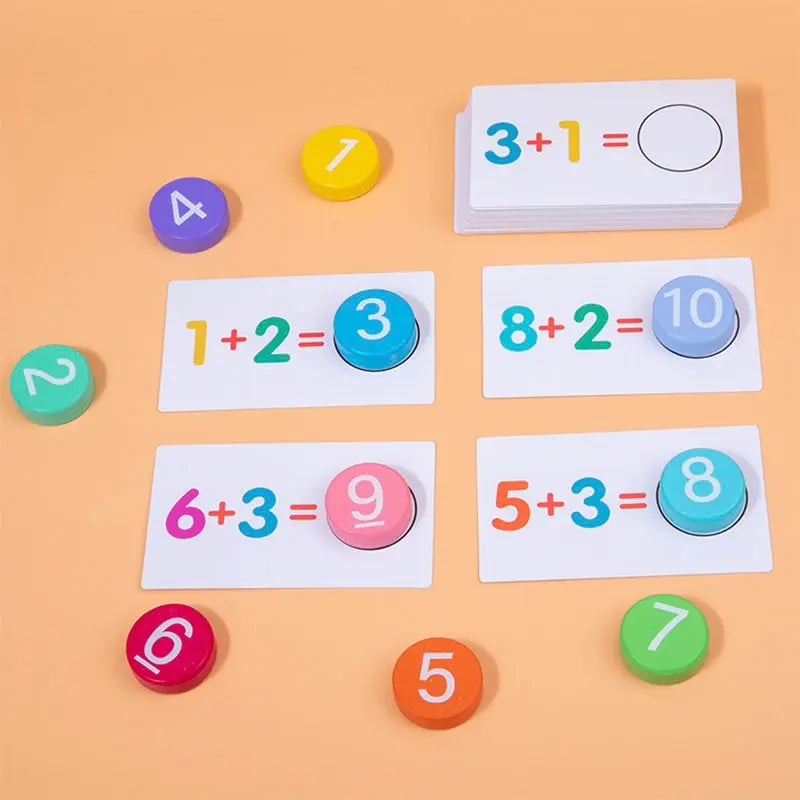 Montessori math toys, arithmetic cards, matching games, Addition, subtraction