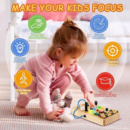 Wooden sensory toys with LED light switch, control board...