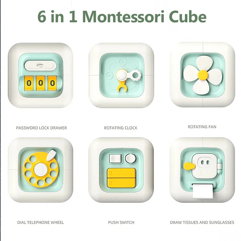 6 in 1 Montessori activity cube for babies