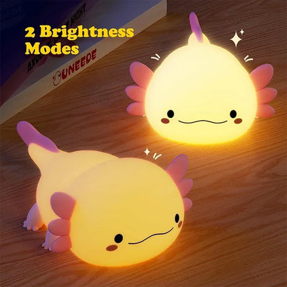 Axolotl night light, silicone, rechargeable touch screen with timing