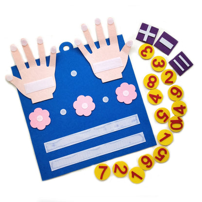 Fun addition and subtraction counting board with hands